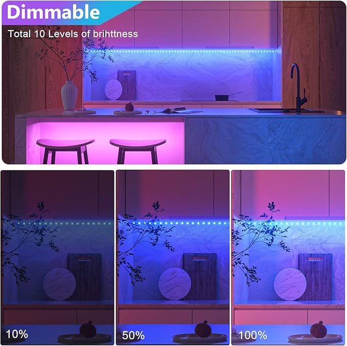 WOBANE 2PCS Rechargeable LED Strip Lights,Dimmable RGB Rope Lighting with Remote,Battery Operated Color Changing Light for Party,Shelf,Sofa,Desk,Game,Holiday,Indoor Decoration,2000mAH