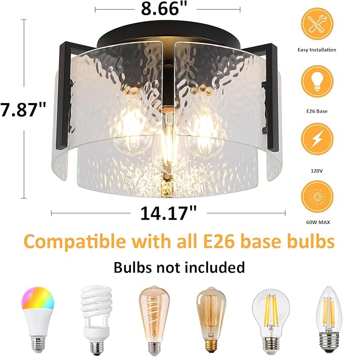 Black Flush Mount Ceiling Light Fixture, Modern Entryway Light Fixture Ceiling Mount, Close to Ceiling Light Fixtures, Kitchen Lighting Fixtures Ceiling Lights for Bedroom Bathroom Hallway Dining Room