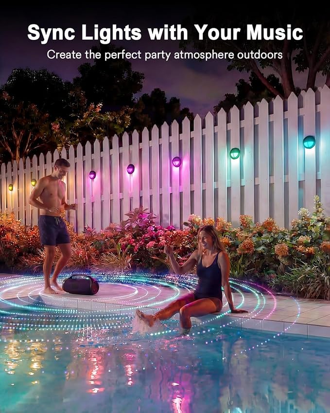 Lumary 12-24V Smart Low Voltage Deck Lights with Hub, 4Inch RGB+CCT Outdoor Privacy Fence Lights, IP65 Waterproof Landscape Lighting for Step, Deck, Patio, Compatible with Alexa & Google, 6Pack