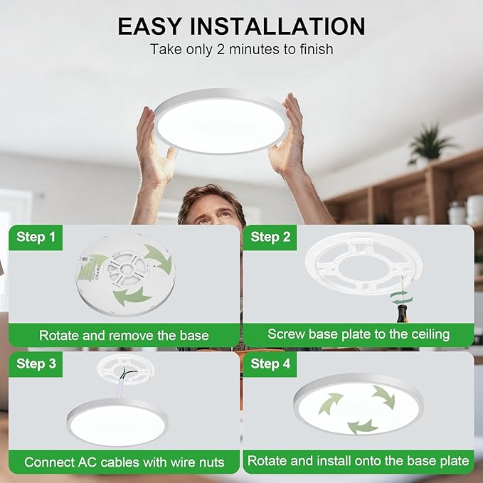 LED Flush Mount Ceiling Light: 7 inch 1Pack Super Slim Dimmable & 5CCT (2700-6500K) Kitchen Lighting Fixtures Ceiling - 12W Silver Low Profile Ceiling Lamp for Bedroom Garage Hallway