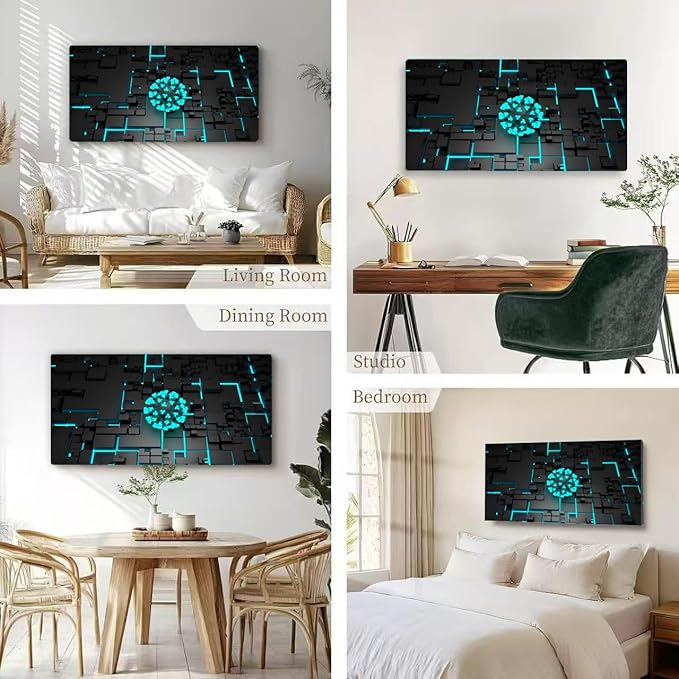 Wibinuki Wall Art Wall Decor Wall Paintings Artificial intelligence tracks spread, Technology and AI algorithms for Living Room Bedroom Bathroom Home Decor Can Be Hung Directly 20"x 40"