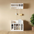 AMNOOL Modern Hall Tree with Shelves and 4 Hooks with Wall Mounted Coat Rack Shoe Storage Bench with Ten Storage Compartments Adjustable Shelves for Hallway, Foyer, Mud Room (White)