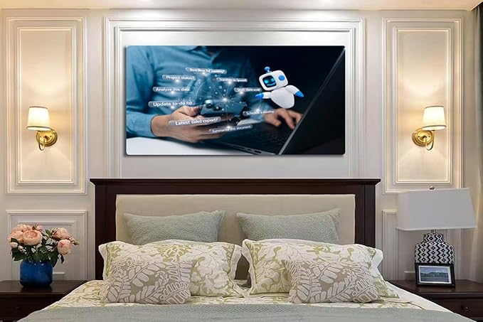 Wibinuki Wall Art Wall Decor Wall Paintings AI Assistant Chting on for Living Room Bedroom Bathroom Home Decor Can Be Hung Directly 20"x 40"