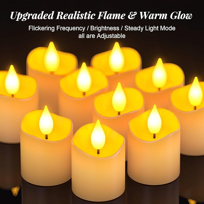 PChero Flameless Candles with Remote Timer, 6 Packs Rechargeable Tea Lights Flickering LED Votive Candles with USB Charging Cable for Christmas Halloween Fall Home Room Decor