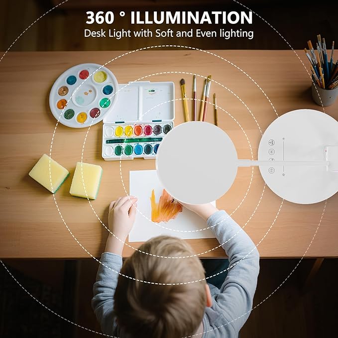 LED Desk Lamp for Home Office, 800LM Bright Full Spectrum Table Lamps, Eye-Care Dimmable Office Lamp, Touch Control Computer Light for Reading,Dorm Study,12W