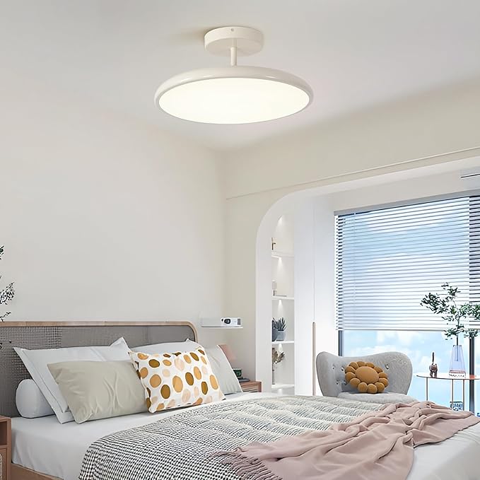 KCO Lighting Cream White Flush Mount Ceiling Light Large LED Kitchen Ceiling Light Modern Hallway Ceiling Lights Mid Century Traditional Ceiling Lighting for Bathroom Stairway