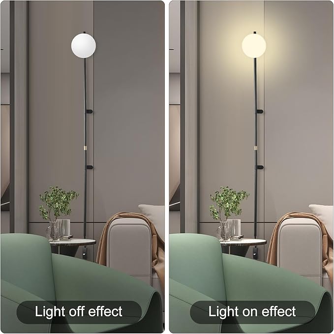 Modern Plug in Wall Sconce Globe Shade Indoor Wall Light, LED Wall Mounted Lamp with Plug in Switch, Wall Lamp for Bedroom Living Room Study Hallway Bedside etc.
