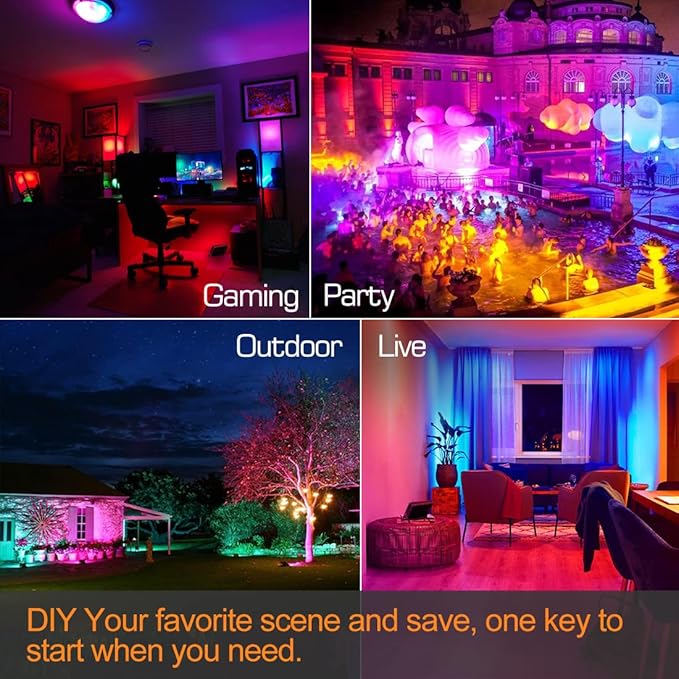 LED Flood Light Outdoor, 30W Equivalent 3000LM Smart RGB Landscape Lighting with APP Control, DIY Scenes - Timing - 5700K Daylight White -Color Changing Uplight, IP66 Waterproof US Plug MELPO(4 Pack)