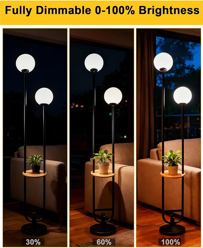 Lightdot 63IN Globe Floor Lamp with Black Candle Holder Style Modern Mid Century Standing Lamps with 3000K Bulbs Included Unique Vintage Tall Floor Lamp for Lving Room/Bedroom/Sofa Beside/Corner Decor