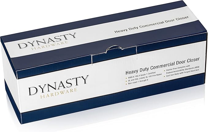 Dynasty Hardware Door Closer, Grade 1 Heavy Duty Commercial Hydraulic Closer, Self-Closing, Adjustable Spring Size 1-6, ADA Compliant, Surface Mount, Sprayed Aluminum, Series 4401