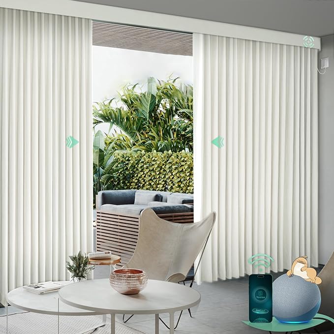 Yoolax Smart Retractable Curtain Compatible with Alexa and Google Home, Motorized Curtain Hardwired with Remote Customized Size (Delicate Tranquil Greige)
