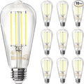 TJOY 10 Pack E26 Base Vintage LED Edison Light Bulbs, 60W Equivalent Dimmable, 5000K Natural White, 8W ST58 LED Filament Bulbs, 800Lumens, CRI80+, Antique Glass Style for Home, Bedroom, Farmhouse