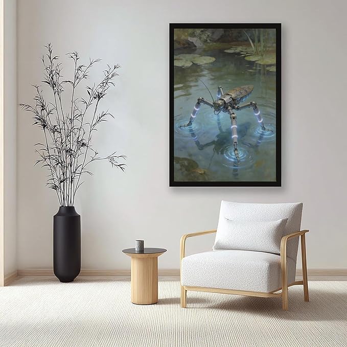 Framed Modern Sci Fi Wall Art for Living Room And Studio Futuristic Minimalist Decor 24x36in