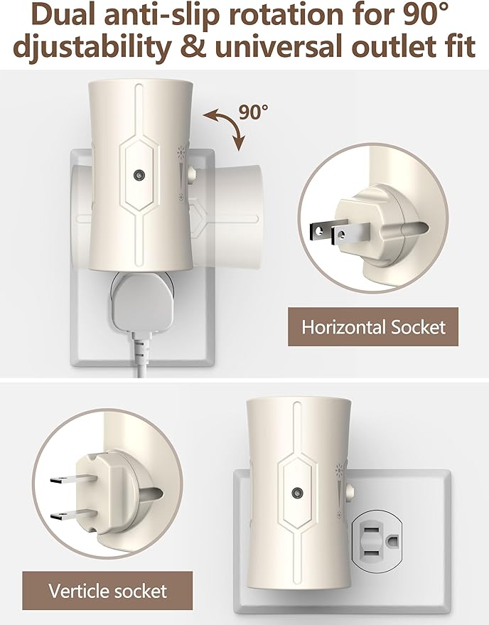 Night Light, LED Night Lights Plug into Wall, [2 Pack] Warm White 3000K, 0-100LM Adjustable Brightness Light Sensor Nightlights Plug in wall for Hallway, Bathroom, Adults, Neutral Beige