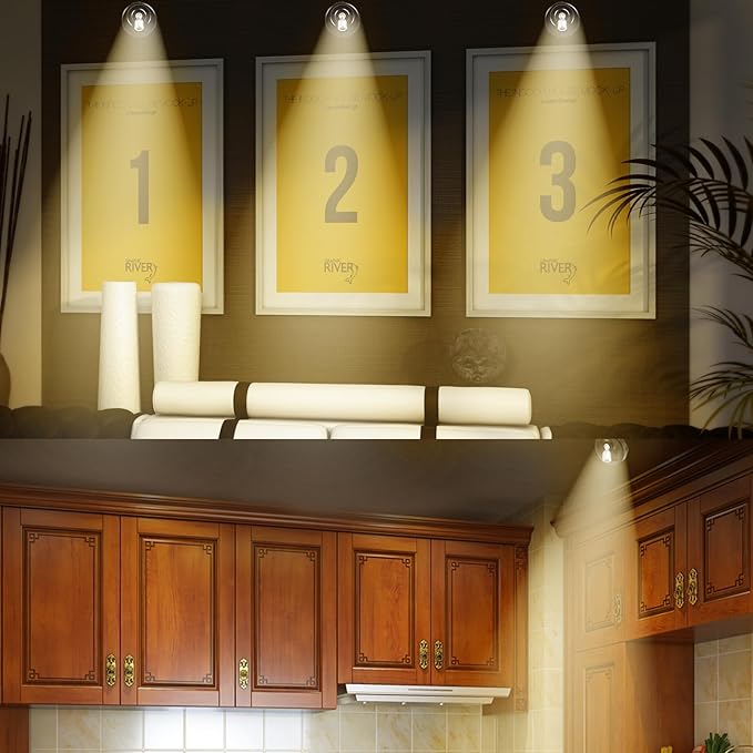 2-Pack LED Spotlight Battery Operated Picture Lights,Puck Lights with 2 Remote,Dimmable Stick Spot Lights with Timmer for Wall Painting Dartboard