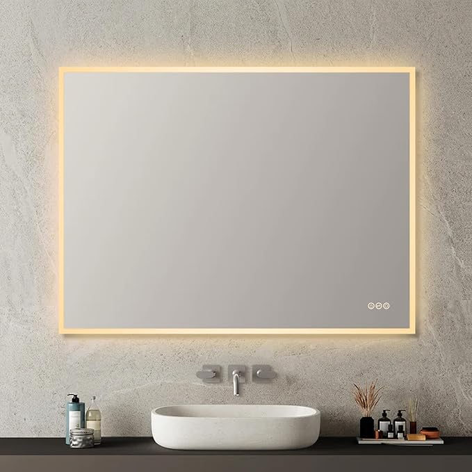 Blossom 48"X36" LED Bathroom Mirror with Lights, Front Lit and Backlight, Stepless Dimmable, Anti-Fog, Shatter-Proof Tempered Glass, Memory, 3 Colors Lighting Bathroom Mirrors for Vanity