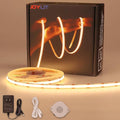 JOYLIT Motion Sensor LED Light Strip 3000K Warm White 16.4FT 15-300S Timing Off, Day or Night Lighting Modes 12V COB Dotless Tape Light for Closet, Cabinet, Stair, Mirror