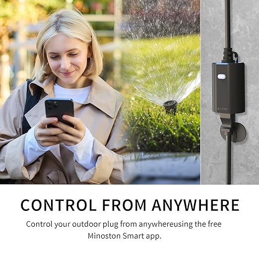 Minoston Outdoor Smart Plug, Matter Smart Plug, Smart Home Wi-Fi Outlet IP65 Waterproof, Compatible with Alexa, Apple Home, SmartThings, Google Home, Smart Life, IP65 Waterproof, 2.4Ghz, 2 Pack