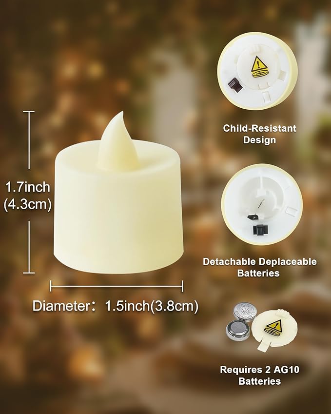 Amagic 150 Pack LED Tea lights, Flameless Votive Candles, Lasting Electric Fake Small Candles, Battery Operated Tealights Candles for Halloween, Christmas, Home Decor, Wedding, Party, Festival (Ivory)