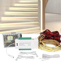 Indoor Motion Sensor Stair Light Controller Wired with 20'' Cuttable COB LED Light Strip Automatic Undermount Stairway Lighting System Cascading Step Light 9 Modes Adjustable for 10-16 Stairs