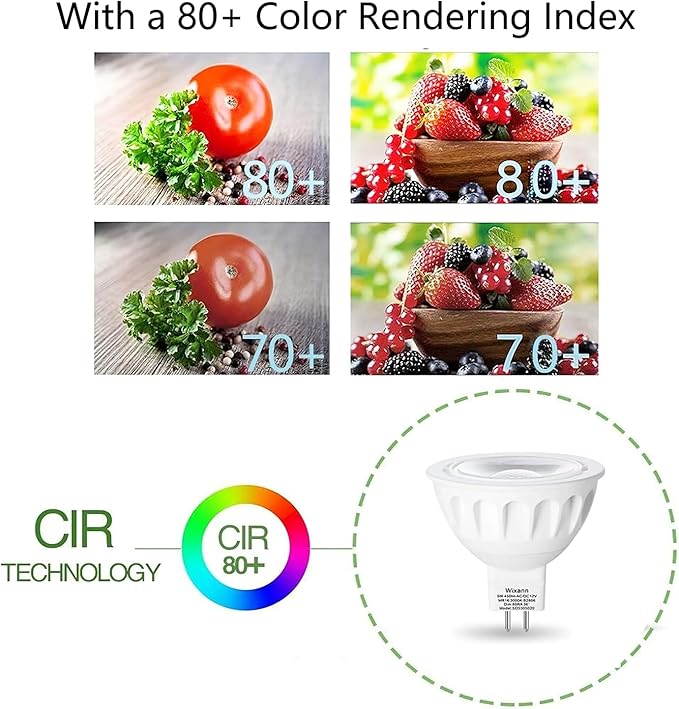 MR16 LED Bulb, 50W Halogen Equivalent, 5W 12V 3000K Soft Warm White, 450Lm GU5.3 Bi-Pin Base, 12V Spotlight Bulb, 40 Degree Spot Lighting For Indoor/Outdoor Landscape Track Bulbs-Not Dimmable (6 Pack)