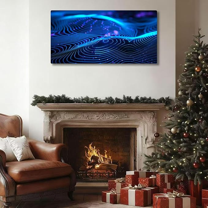 Wibinuki Wall Art Wall Decor Wall Paintings Da Flow And Technology. s of innovion, AI, cloud technology for Living Room Bedroom Bathroom Home Decor Can Be Hung Directly 20"x 40"