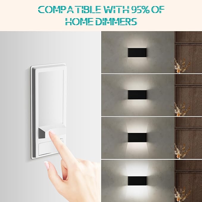Modern Indoor Wall Sconce, 15W Dimmable 5CCT (3000K-6500K), Up and Down Lighting LED Wall Sconce, for Bedroom, Living Room, Hallway, Dresser (11 Inch - Matte Black 4 Piece)