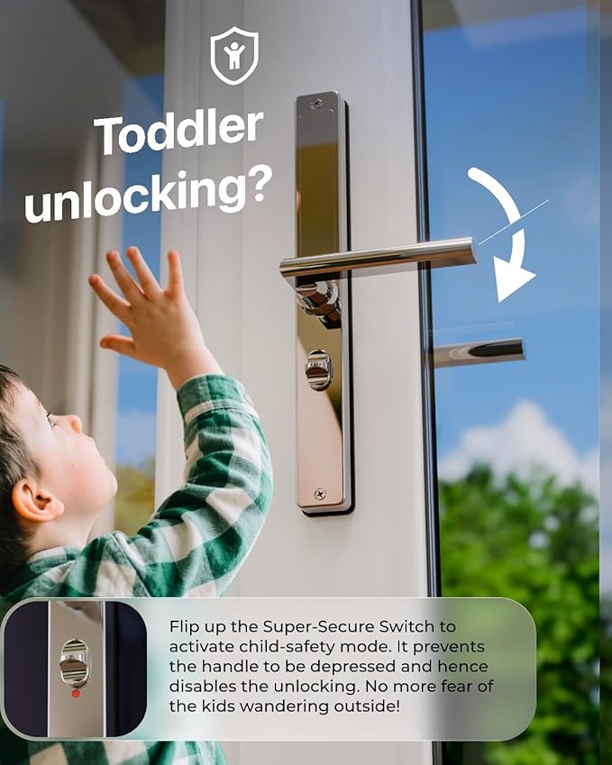 Electronic Smart Door Lock Fingerprint Door Lock with Keypad，Smart Lock for Front Door Children Proof IC Card, App Control & Mechanical Key
