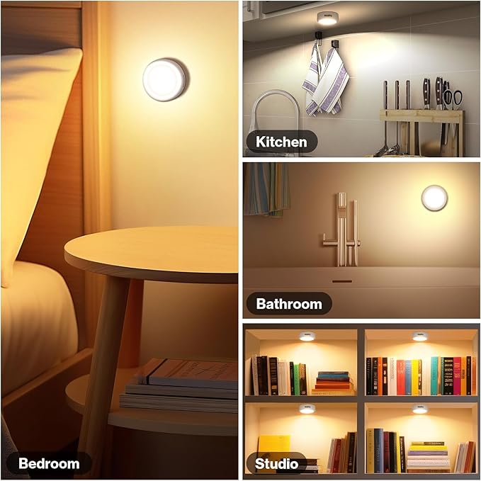 Puck Lights, Cadrim 13 Colors Changeable LED Puck Lightings, LED Lights for Bedroom, Under Cabinet Lights, Under Cabinet Lighting with 2 Wireless Remote Controls for Kitchen(6 Pack)