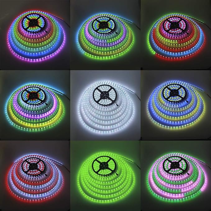 ALITOVE 32.8ft Addressable RGB LED Strip Light WS2811 Dream Color Digital Programmable Flexible LED Pixel Light 24V 10m 600 LEDs 5050 SMD Waterproof IP67 Black PCB for Raspberry Pi DIY Project