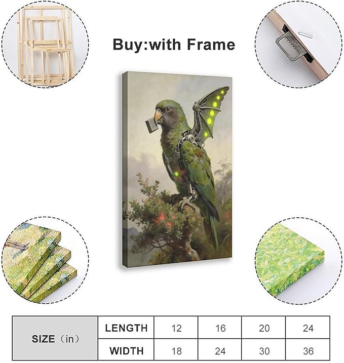 Framed Mechanical Fantasy Wall Art for Modern Living Room Industrial Sci Fi Decor Statement Piece 16x24inch(40x60cm)