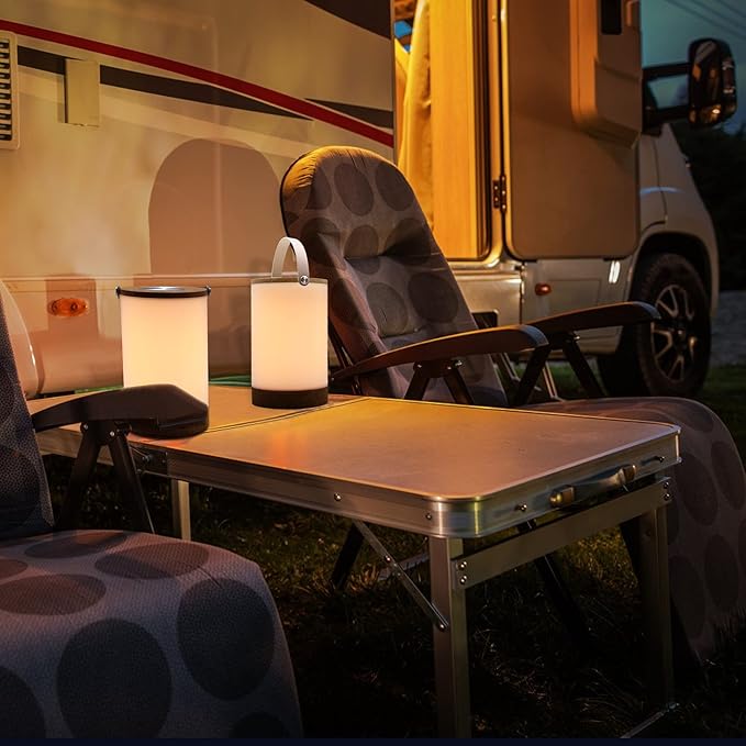 Facon LED Portable Lantern with Touch Dimmable Switch, Rechargeable Battery-Operated Cordless Lamp for Outdoor Camping, Bedside Lamp for Nightstand, Warm White Light