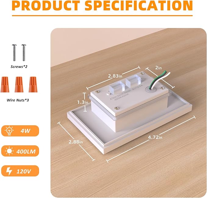 Motion Sensor Stair Lights Indoor Outdoor, 5CCT Dimmable LED Step Lamp with Switch, 4W 300LM, 2700K-6500K, IP66 Waterproof Hardwired 120V Stairway Staircase Walkway Lighting- White, 12 Pack, ETL