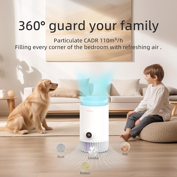 2 in 1 Air Purifier and Evaporative Humidifier Combo for Bedroom, H13 True HEPA Filter, Cool Mist-Free Air Humidifier evaporative WIFI Connect