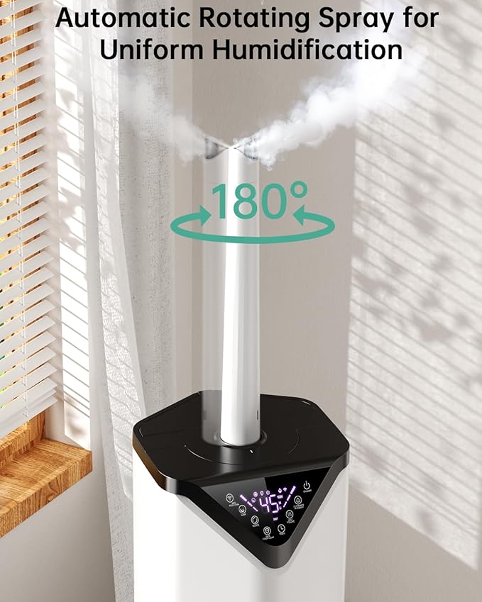 5Gal Smart Humidifier Large Room up to 2800ft², 1000mL/h, APP & Remote Control, 180° Auto Rotating Nozzle, 24H Timer, 60H Supersized Cool Mist Humidifiers for Whole House Home Office Plants
