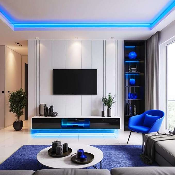 32.8FT/10M Blue COB LED Strip Light, 3200LEDS LED Tape Lights, High Bright CRI93+ Flexible Dimmable Light Strip for Bedroom TV Backlight Monitor Gaming Room Bar Decor(with Plug)