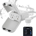 ELEGRP Outdoor Smart Dimmer Plug Waterproof IP66, Smart WiFi Plug with 2 Individually Sockets, Compatible with Alexa & Google Assistant, Outdoor Dimmer for String Lights, UL Listed, 1 Pack, Grey