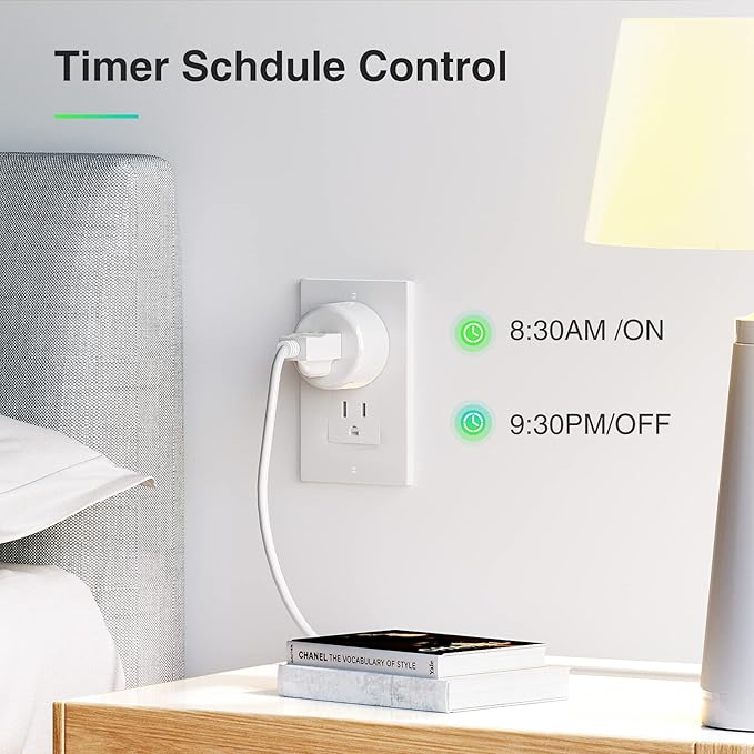 Smart Plug, WiFi Outlet Socket Compatible with Alexa Google Home, No Hub Required Surge Protection Plug, ETL Certified FCC Listed 120V 10A 2.4 GHz Wi-Fi Smart Outlet with Timer, 4 Pack