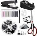 Office Supplies,Desk Accessories,Tape Holder,Stapler,Scissor,Staple Remover,Box of Binder Clips,Staples,Ballpoint Pen,Lndex Tabs,Clear Tape,Office Supplies Set(Black)