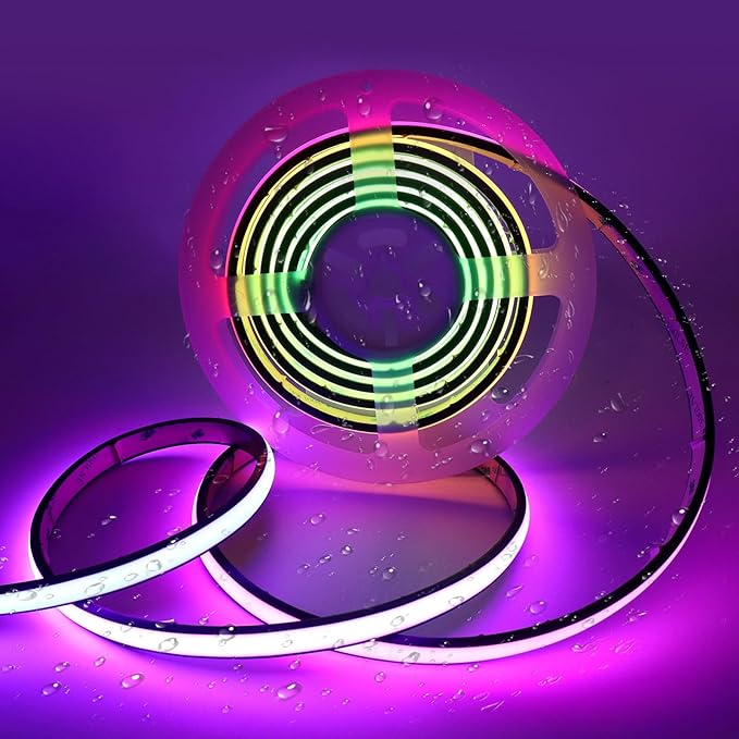 Addressable COB LED Strip, IP68 Waterproof 12V 16.4ft WS2811 RGB-IC Dream Rainbow Color Black PCB LED Tape 720LEDs/m with Silicone Tube for Outdoor Decor Lighting (Without Controller and Power Supply)