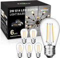 BRIMAX 6 Pack 2W LED Light Bulbs,Equivalent to 15W-20W,Low Watt Small S14 Replacement Bulbs for Outdoor String Lights and Sputnik Chandelier,Shatterproof,120V,2700K,E26 Base (3.35″ H × 1.77″ W)