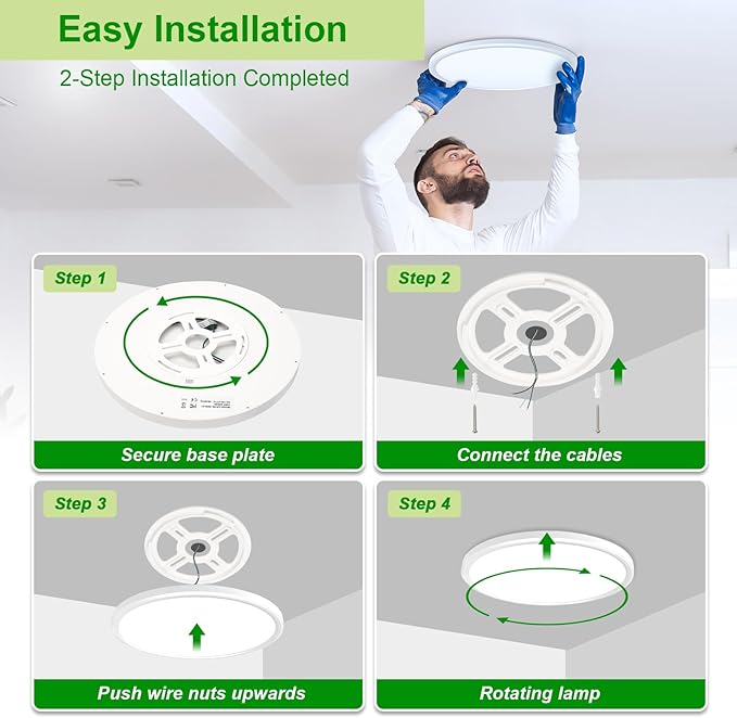 hunhun 6 Pack 3200lm LED Flush Mount Ceiling Light 12 Inch, 5CCT Adjustable,Super Slim 0.87 inch led Ceiling Light Fixture for Bedroom, Living Room, Dining Room (White, 6-Pack)