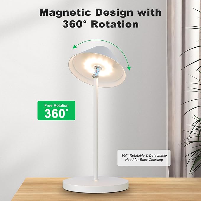 Rechargeable Floor Lamp for Indoor/Outdoor, Cordless Tall Standing Lamp with 3 Color Temps & Dimmable, IP43 Waterproof, Adjustable Height 16-59 Inch, LED Floor Lamp for Living Room,Patio(White)