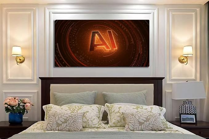 Wibinuki Wall Art Wall Decor Wall Paintings AI Technology Glowing Interface for Living Room Bedroom Bathroom Home Decor Can Be Hung Directly 20"x 40"