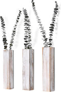 Wooden Wall Planter Set of 3 - Modern Home Decor for Living Room, Bedroom, Bathroom - Vintage Finish Planter for Dried Flowers, Faux Greenery, Indoor Plants