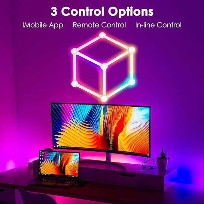 RGB Wall Light lines, Smart Gaming LED Lights DIY Geometry Splicing Gaming Wall Light Bar, Backlit Modular APP Control Colour Changing for Game Room,Bedroom,Home Decor Lights (9 Lines, White)