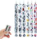 Halloween LED Candles Flameless Candlesticks-6pcs Timer Ghost Battery Operated Candle Remote Floral LED Taper Candles Lights for Home Wedding Harry Potter Party Windows Decor-P6Ghost