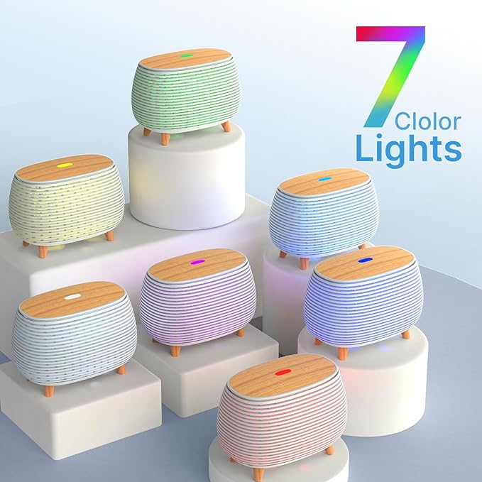 Essential Oil Diffuser, 400ml Aromatherapy Diffuser, Ultrasonic Diffusers for Essential Oils, Cool Mist Humidifier with 7 LED Color Changing Light and Auto-Off Safety, for Office Home