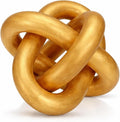 3 Link Wood Knot Decor Rustic Home Décor Accents Hand Carved Coffee Table Decoration, Boho Chain Link Decoration, Modern Shelf, Rustic Objects for Home Living Room Bedroom(Gold)