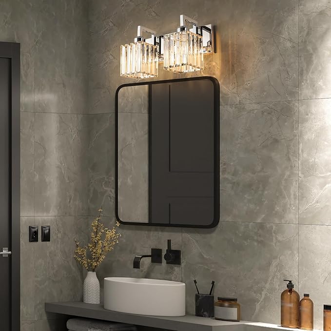 19.5" KnurledBrassWallSconcesSetof2,BronzeBathroomVanityLightFixtureswithWaterRipplesGlassTube,ModernLampforBedroom,LivingRoom,Hallway,Staise,Mirror,Kitchen